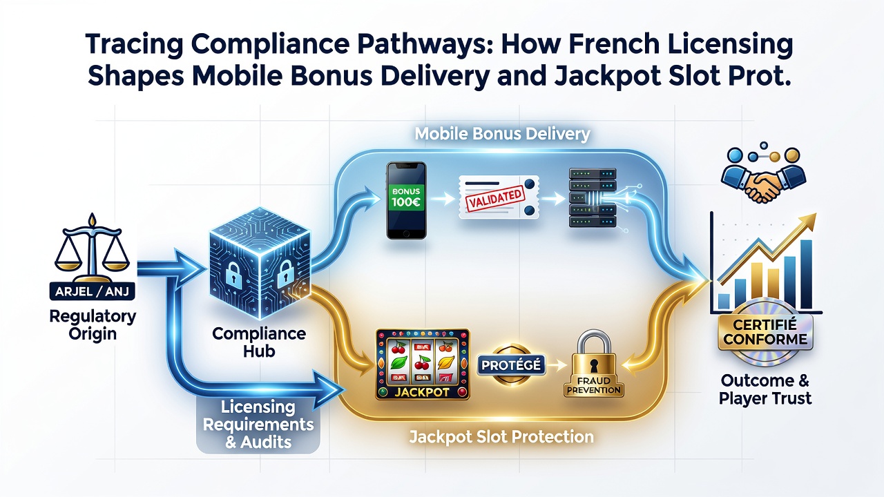 Diagram showing jackpot slot security protocols under French licensing requirements